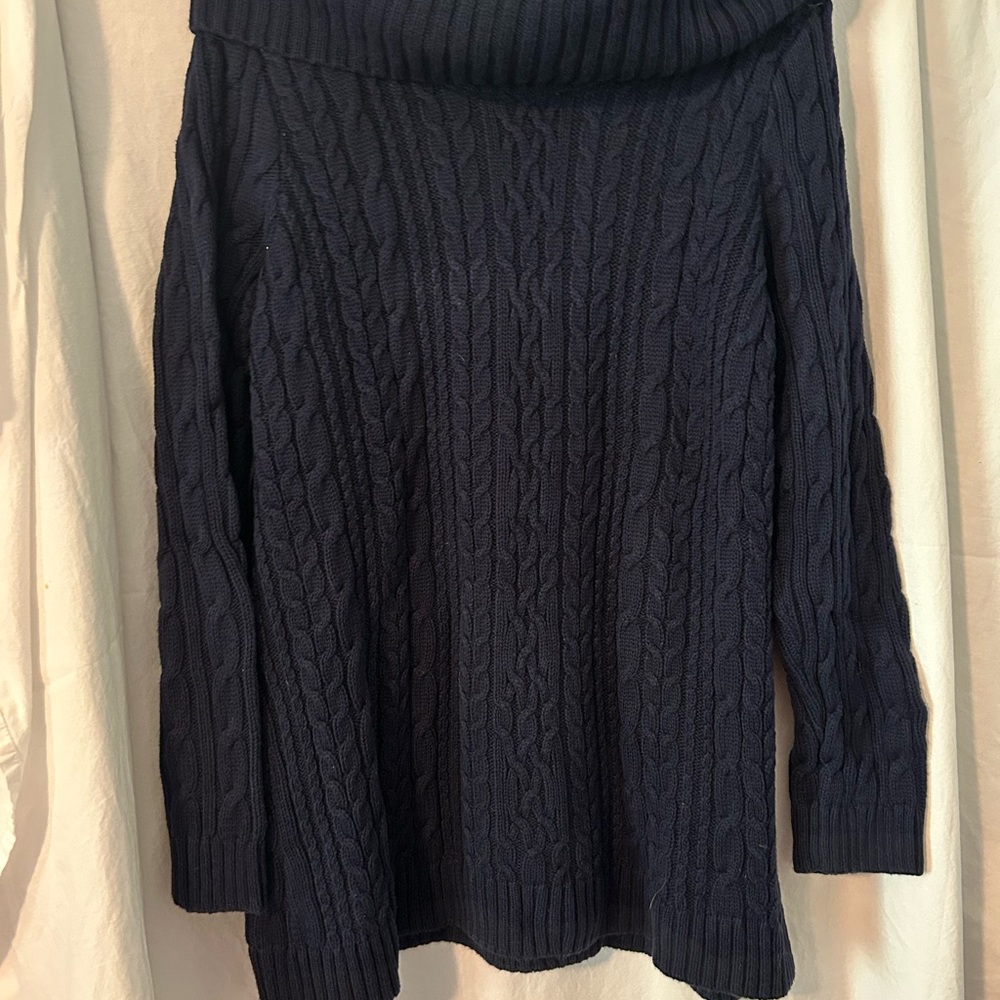 JEANNE PIERRE Blue Turtleneck Sweater Cozy Knit